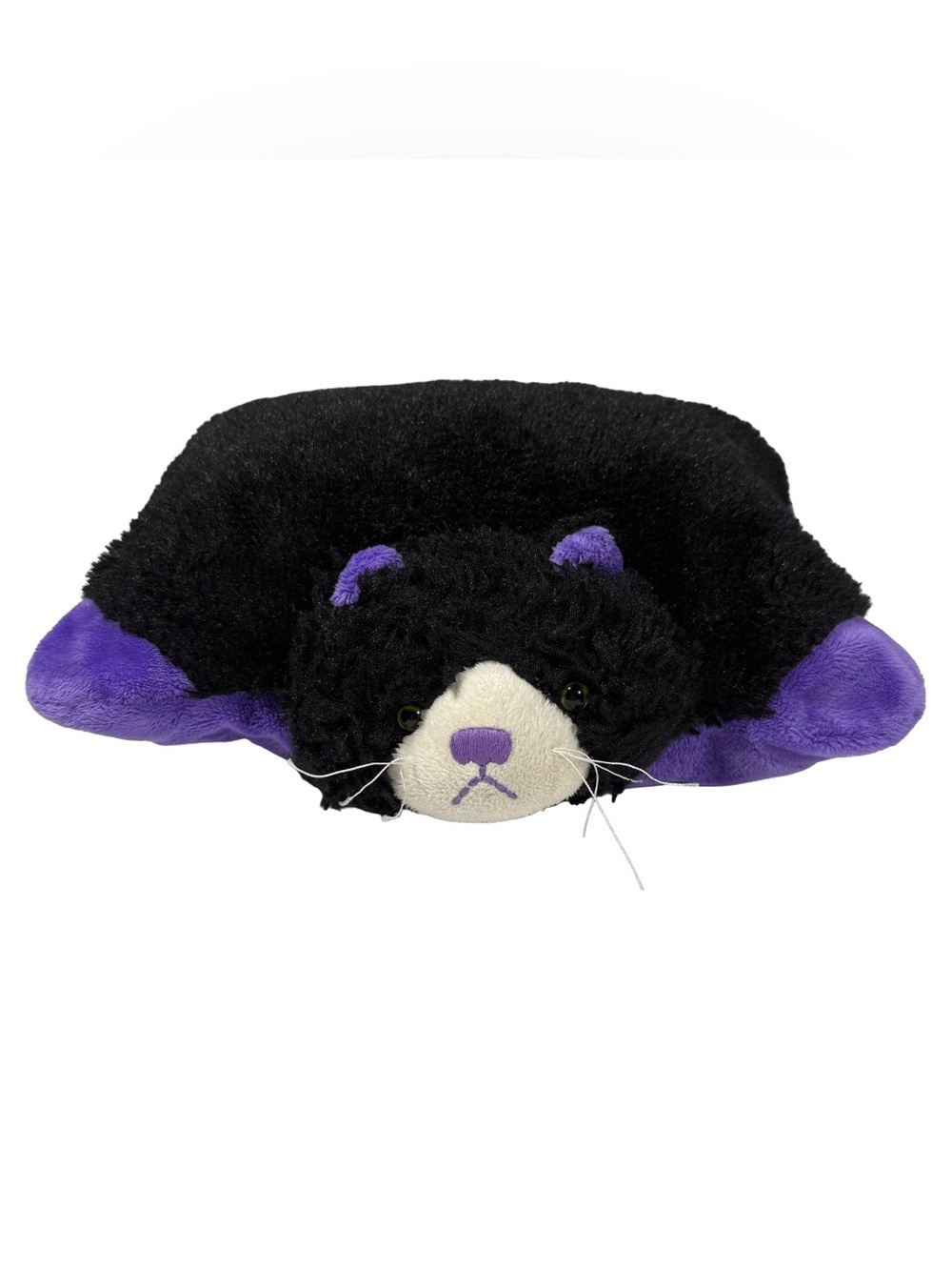 Pillow Pets Pee Wee Curious Cat Black Purple Plush 2010s Travel Pillow Retired